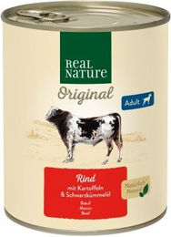 REAL NATURE Original Nassfutter für Hunde Adult Rind mit Kartoffel 12x800 g – Bild 1 von 3