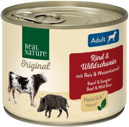 Produktbild von REAL NATURE Original Nassfutter für Hunde Adult Rind und Wildschwein - 6 x 200 g