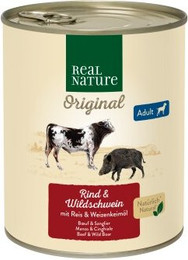 Produktbild von REAL NATURE Original Nassfutter für Hunde Adult Rind und Wildschwein - 12 x 800 g