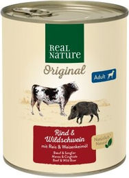 REAL NATURE Original Nassfutter für Hunde Adult Rind und Wildschwein - 6 x 800 g – Bild 1 von 3