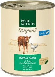 Produktbild von REAL NATURE Original Nassfutter für Hunde Junior Kalb und Huhn - 6 x 800 g