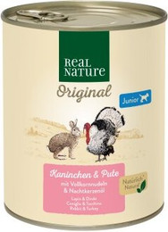Produktbild von REAL NATURE Original Nassfutter für Hunde Junior Kaninchen und Pute - 12 x 800 g
