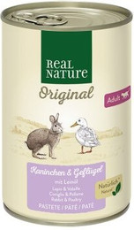 Produktbild von REAL NATURE Original Nassfutter Katze Adult Kaninchen und Geflügel mit Leinöl - 12 x 400 g