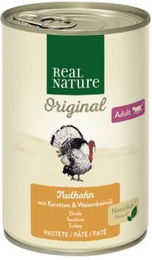 Produktbild von REAL NATURE Original Nassfutter Katze, Adult, Truthahn, Karotten und Weizenkeimöl 6x400 g