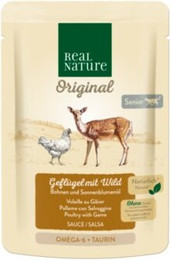 Produktbild von REAL NATURE Original Nassfutter Katze, Senior 12x85 g Geflügel mit Wild, in Sauce
