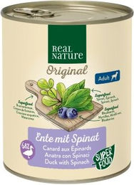 REAL NATURE Original Superfood Nassfutter für Hunde Adult Ente mit Spinat - 12 x 800 g – Bild 1 von 3