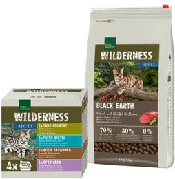 REAL NATURE WILDERNESS Mischfütterungs-Set Adult Black Earth 2,5kg + 4x100g Multipack – Bild 1 von 3