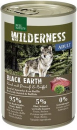 Produktbild von REAL NATURE WILDERNESS Nassfutter für Hunde Adult Black Earth Rind Strauß Büffel - 24 x 400 g