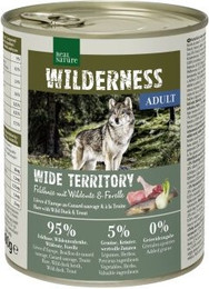 Produktbild von REAL NATURE WILDERNESS Nassfutter für Hunde Adult Wide Territory Feldhase mit Wildente und Forelle - 6 x 800 g