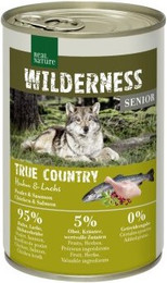 Produktbild von REAL NATURE WILDERNESS Nassfutter für Hunde Senior Huhn und Lachs - 12 x 400 g