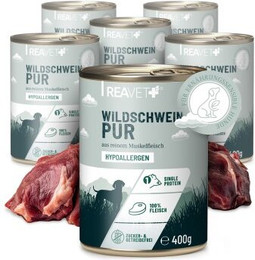 Produktbild von REAVET Hunde Nassfutter - Wildschwein PUR 6x400 g
