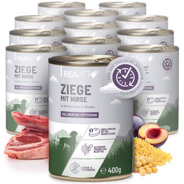 Produktbild von ReaVet Hundenassfutter Ziege mit Hirse, Kichererbsen & Pflaume - 12 x 400 g