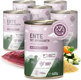 Produktbild von ReaVET Premium Hunde Nassfutter Ente an Amaranth & Aprikose - 6 x 400 g