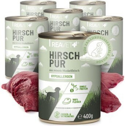 Produktbild von ReaVET Premium Hunde Nassfutter Hirsch Pur - 6 x 400 g