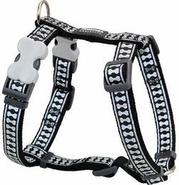 Red Dingo Geschirr Hundegeschirr Knochen Reflektierend 30-48 cm Schwarz – Bild 1 von 2