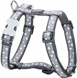 Produktbild von Red Dingo Hunde-Geschirr Gurtzeug 12 mm x 30-44 cm Sterne Weiß auf Grau