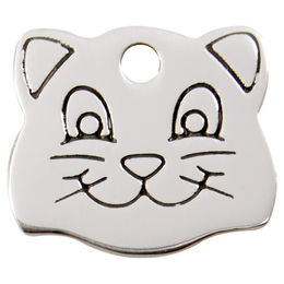 Produktbild von RedDingo Edelstahl Katzenmarke mit individueller Gravur Katzengesicht