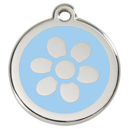 Produktbild von RedDingo Hundemarke mit individueller Gravur Blume hellblau Größe L