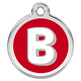 Produktbild von RedDingo Hundemarke mit individueller Gravur Buchstabe B rot Größe M