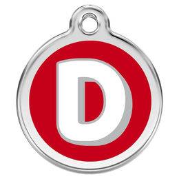 Produktbild von RedDingo Hundemarke mit individueller Gravur Buchstabe D rot Größe L