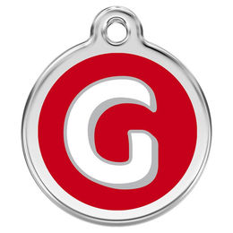Produktbild von RedDingo Hundemarke mit individueller Gravur Buchstabe G rot Größe S