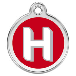 Produktbild von RedDingo Hundemarke mit individueller Gravur Buchstabe H rot Größe M