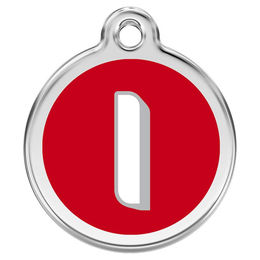 Produktbild von RedDingo Hundemarke mit individueller Gravur Buchstabe I rot Größe S