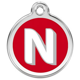 Produktbild von RedDingo Hundemarke mit individueller Gravur Buchstabe N rot Größe M