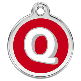 Produktbild von RedDingo Hundemarke mit individueller Gravur Buchstabe Q rot Größe M