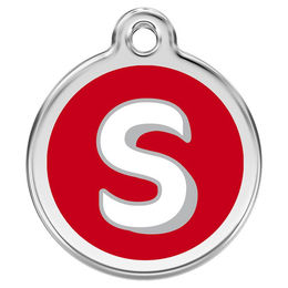 Produktbild von RedDingo Hundemarke mit individueller Gravur Buchstabe S rot