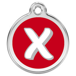 Produktbild von RedDingo Hundemarke mit individueller Gravur Buchstabe X rot Größe M