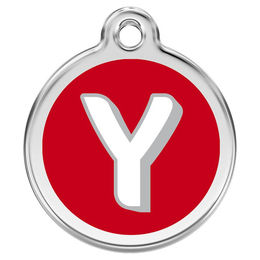 Produktbild von RedDingo Hundemarke mit individueller Gravur Buchstabe Y rot Größe M