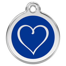 Produktbild von RedDingo Hundemarke mit individueller Gravur Cartoon Herz dunkelblau Größe L