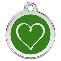 Produktbild von RedDingo Hundemarke mit individueller Gravur Cartoon Herz grün Größe S