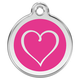 Produktbild von RedDingo Hundemarke mit individueller Gravur Cartoon Herz hot pink Größe S