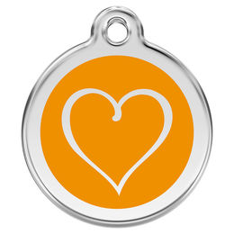 Produktbild von RedDingo Hundemarke mit individueller Gravur Cartoon Herz orange Größe L