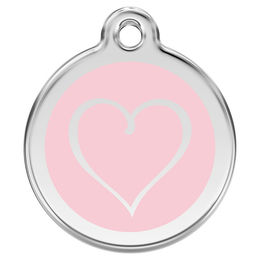 Produktbild von RedDingo Hundemarke mit individueller Gravur Cartoon Herz pink Größe M