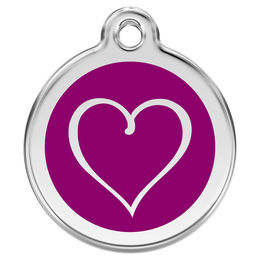 Produktbild von RedDingo Hundemarke mit individueller Gravur Cartoon Herz purple Größe L