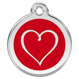 Produktbild von RedDingo Hundemarke mit individueller Gravur Cartoon Herz rot