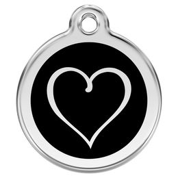 Produktbild von RedDingo Hundemarke mit individueller Gravur Cartoon Herz schwarz Größe S