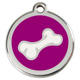 Produktbild von RedDingo Hundemarke mit individueller Gravur Cartoon Knochen purple Größe L