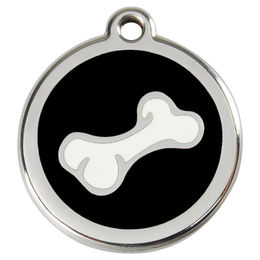 Produktbild von RedDingo Hundemarke mit individueller Gravur Cartoon Knochen schwarz Größe L