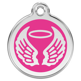 Produktbild von RedDingo Hundemarke mit individueller Gravur Engelsflügel hot pink Größe L