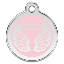 Produktbild von RedDingo Hundemarke mit individueller Gravur Engelsflügel pink Größe L