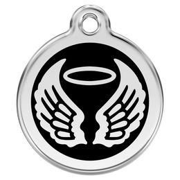 Produktbild von RedDingo Hundemarke mit individueller Gravur Engelsflügel schwarz Größe M