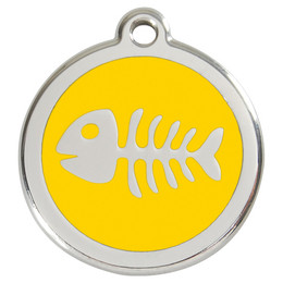 Produktbild von RedDingo Hundemarke mit individueller Gravur Fischgräten gelb Größe S
