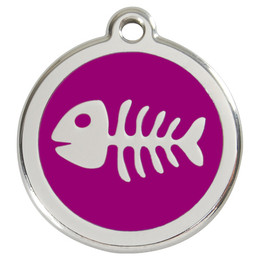 Produktbild von RedDingo Hundemarke mit individueller Gravur Fischgräten purple Größe S