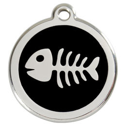 Produktbild von RedDingo Hundemarke mit individueller Gravur Fischgräten schwarz Größe M