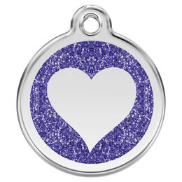 Produktbild von RedDingo Hundemarke mit individueller Gravur Glitzer Herz dunkelblau
