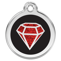 Produktbild von RedDingo Hundemarke mit individueller Gravur Glitzer Rubin schwarz Größe L
